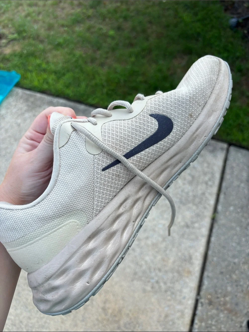 Nike Cream Mesh Running Shoes with Black Swoosh
